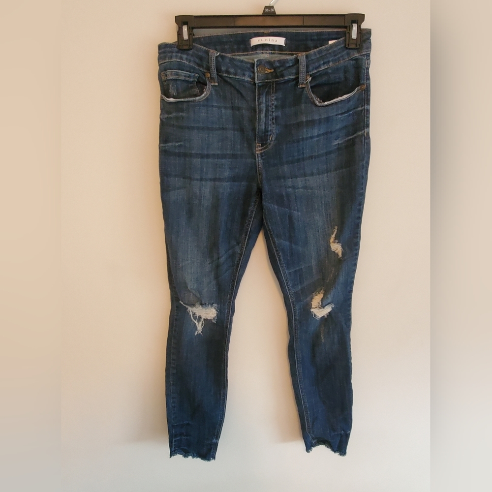 Mid rise, ankle skinny jeans
